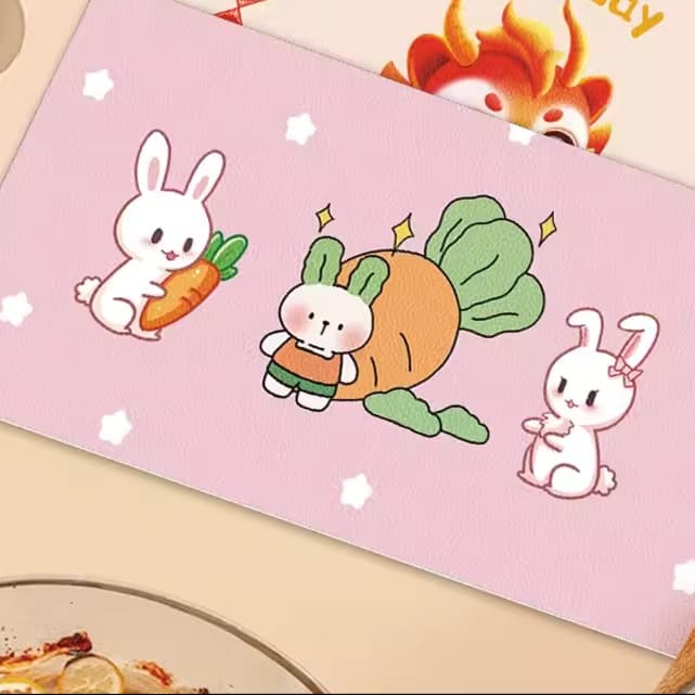 ランチョンマット幸せ運ぶ可愛い動物達【にんじんゲット】