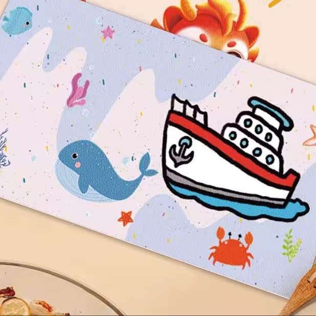 ランチョンマット幸せ運ぶ可愛い動物達【お舟】