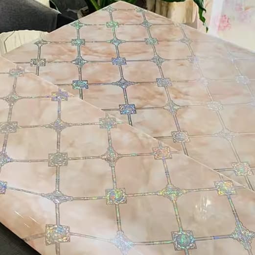 ランチョンマット 花舞う透明テーブルマット 大理石風