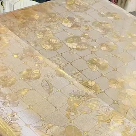 ランチョンマット 花柄透明テーブルマット 【金色の華】