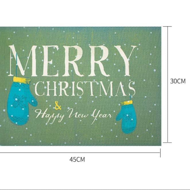 ランチョンマット 防水クリスマスプレースマット 【クリスマスランチョン 緑の贈り物】