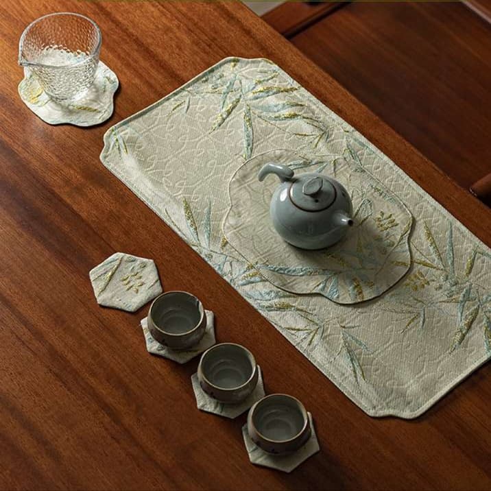 ランチョンマット 竹柄刺繍入り和風ティーマット 【禅風】