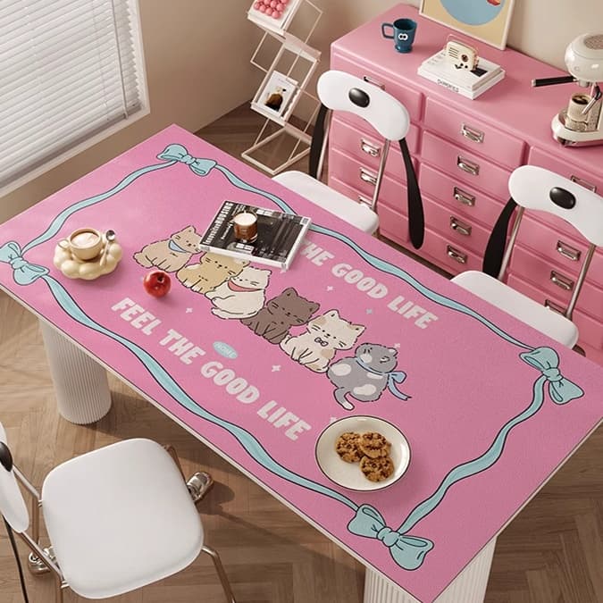 ランチョンマット 合皮製・キュートキャットライフ テーブルマット 【子供部屋にピッタリ！】