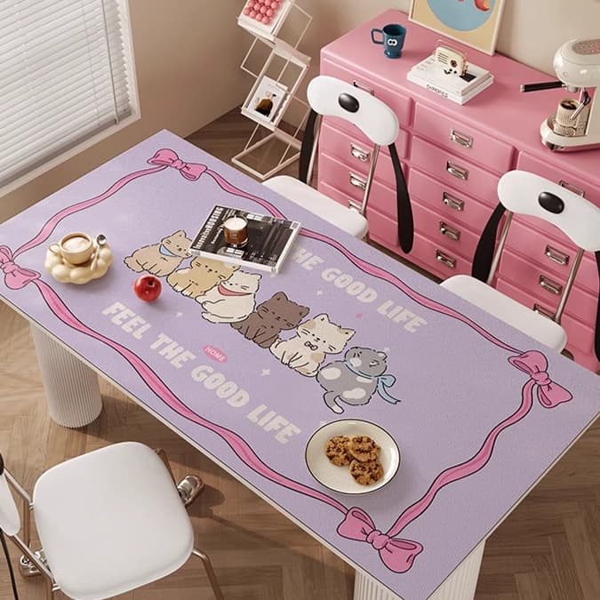 ランチョンマット 合皮製・キュートキャットライフ テーブルマット 【子供部屋にピッタリ！】