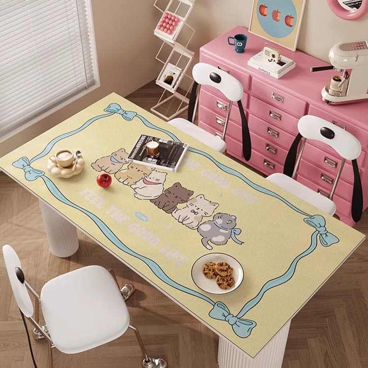 ランチョンマット 合皮製・キュートキャットライフ テーブルマット 【子供部屋にピッタリ！】