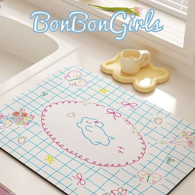 ～かわいいお絵かきランチマット～ ランチョンマット 可愛い絵柄の吸水珪藻土マット