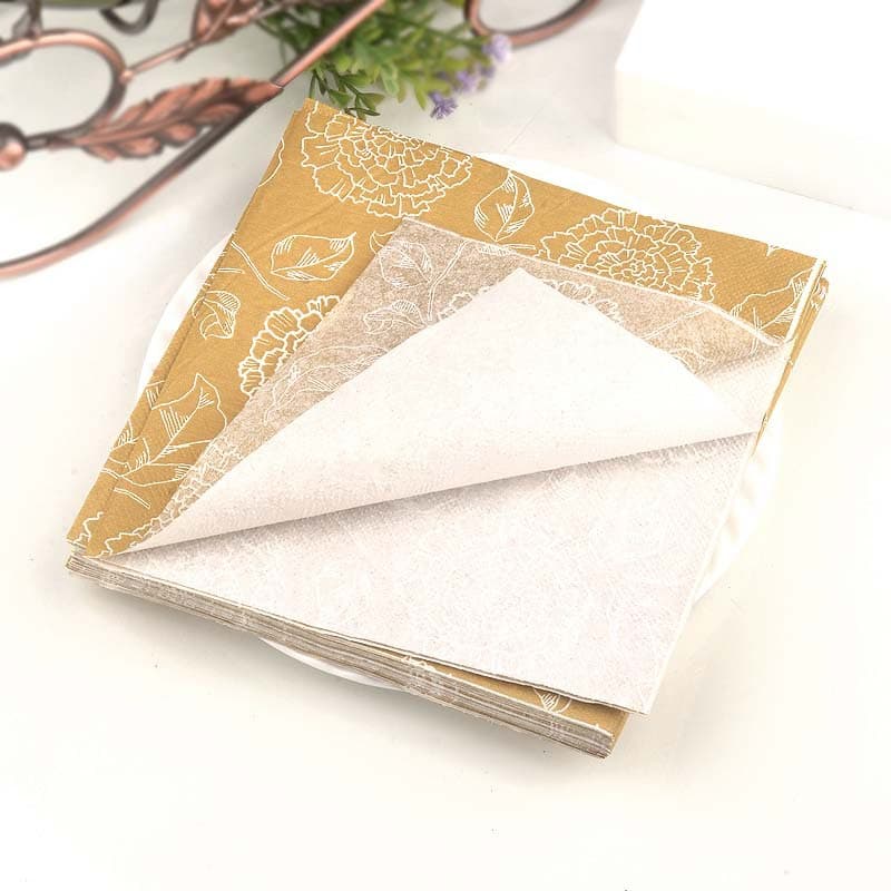 ランチョンマット お祝いパーティ用紙ランチョンマット（20枚入り）【ゴールデンフラワー】