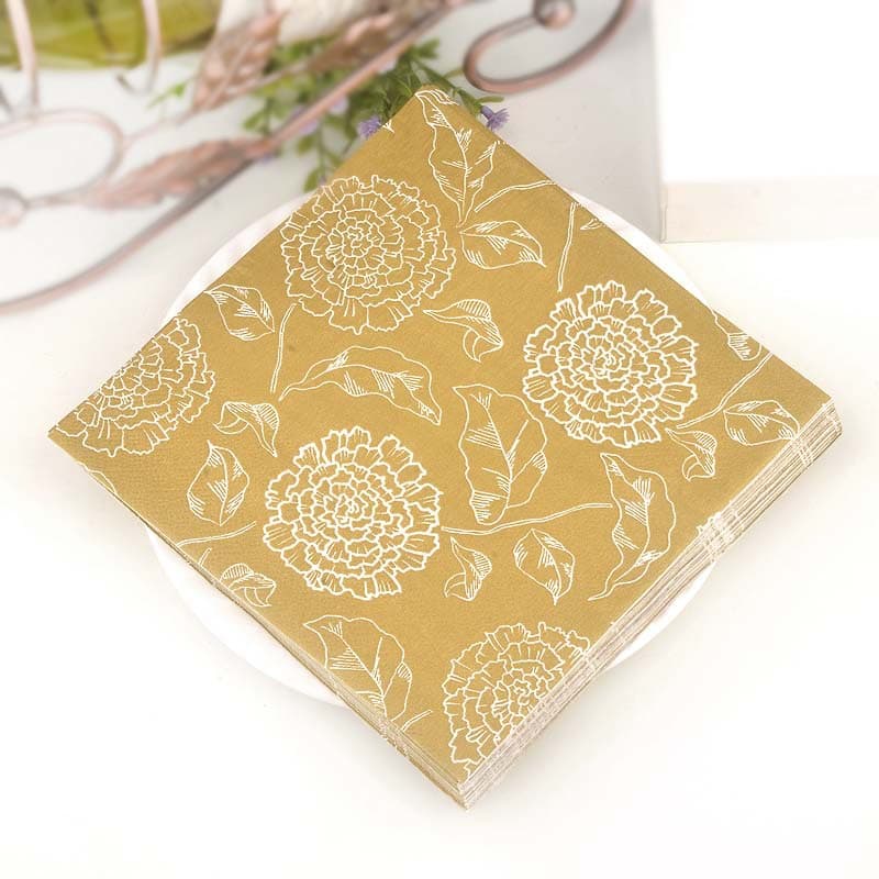 ランチョンマット お祝いパーティ用紙ランチョンマット（20枚入り）【ゴールデンフラワー】