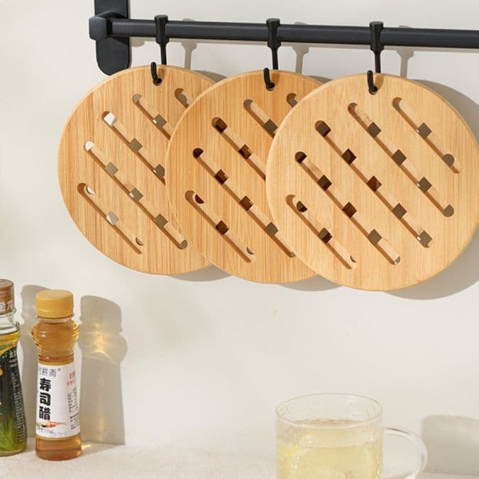 ランチョンマット 天然竹格子鍋敷きランチョンマット