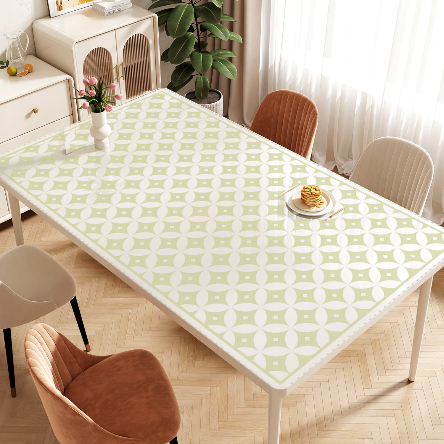 ランチョンマット 春の花咲くシリコン製テーブルランナー