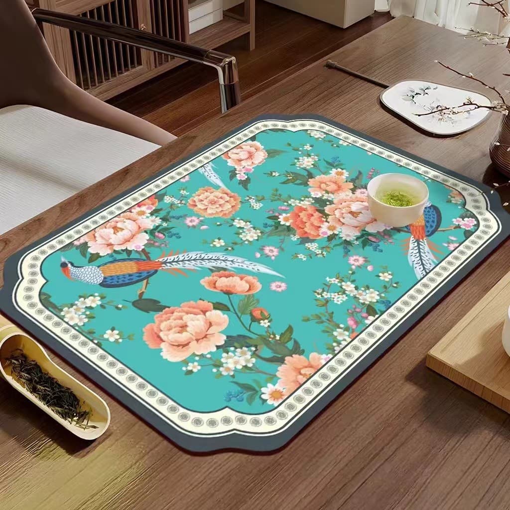 四季花鳥・珪藻土素材・和風ランチョンマット 【珪藻土製、吸水マット】