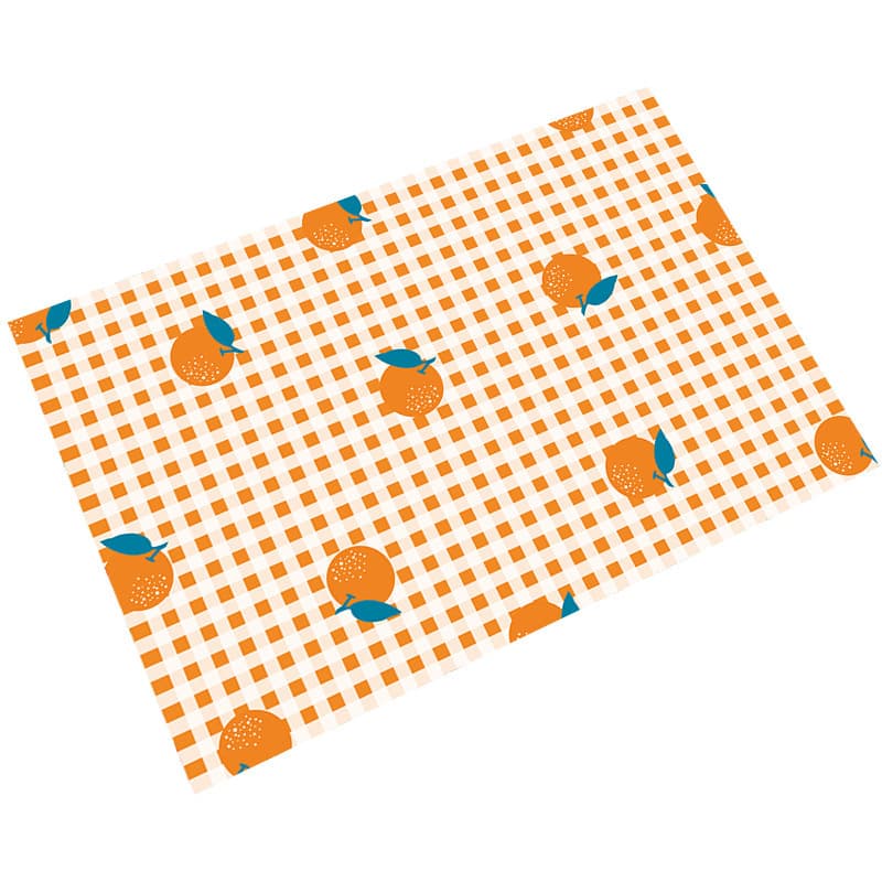 季節のフルーツ柄 PVC製 ランチョンマット【オレンジ】