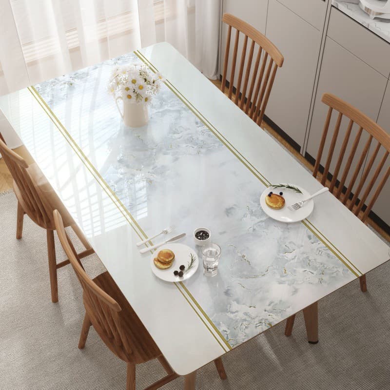 ランチョンマット 防水防汚ビニールテーブルマット 【ホワイトcloudドリームフラワー】