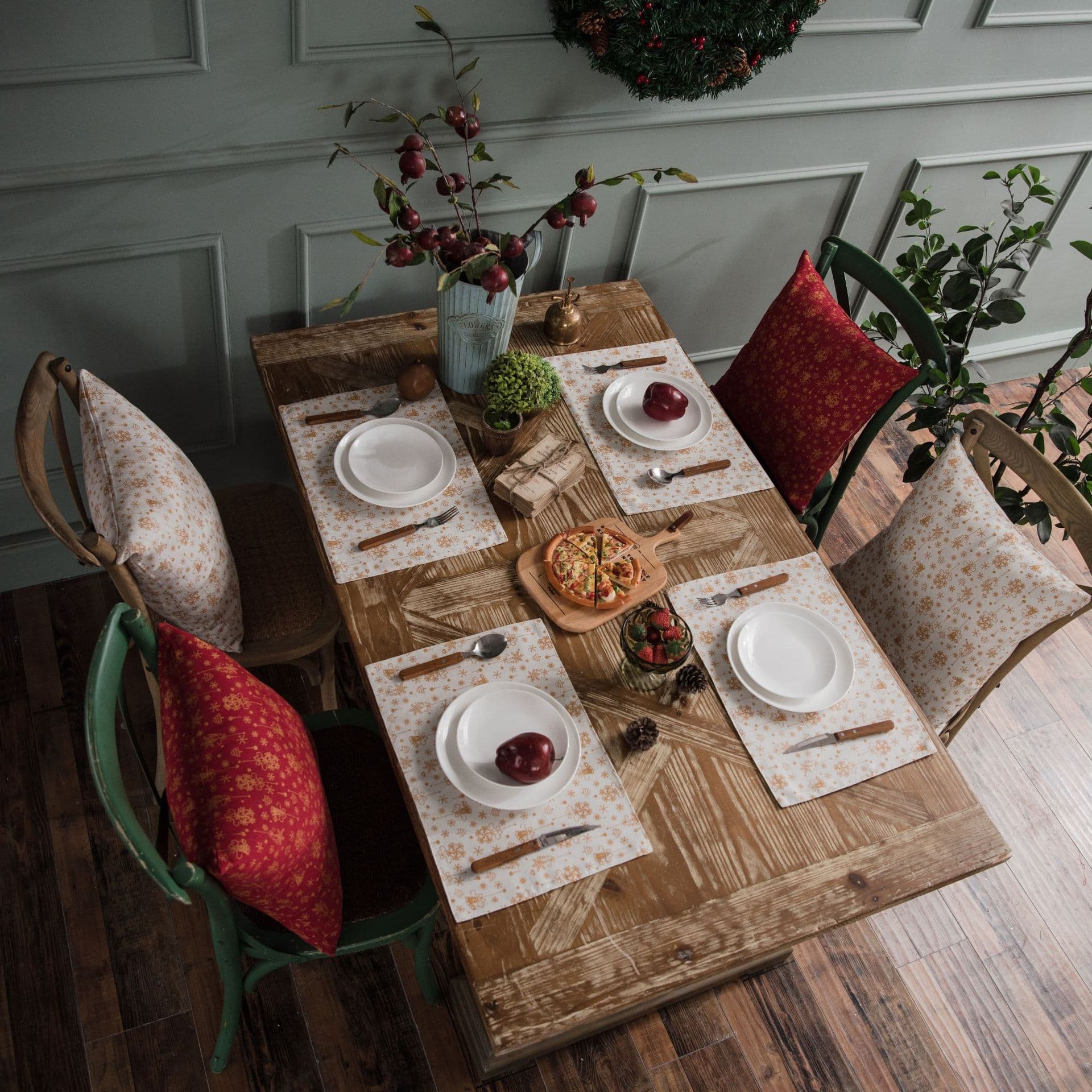 季節の花柄ランチョンマット 【ホワイトスノウ】布