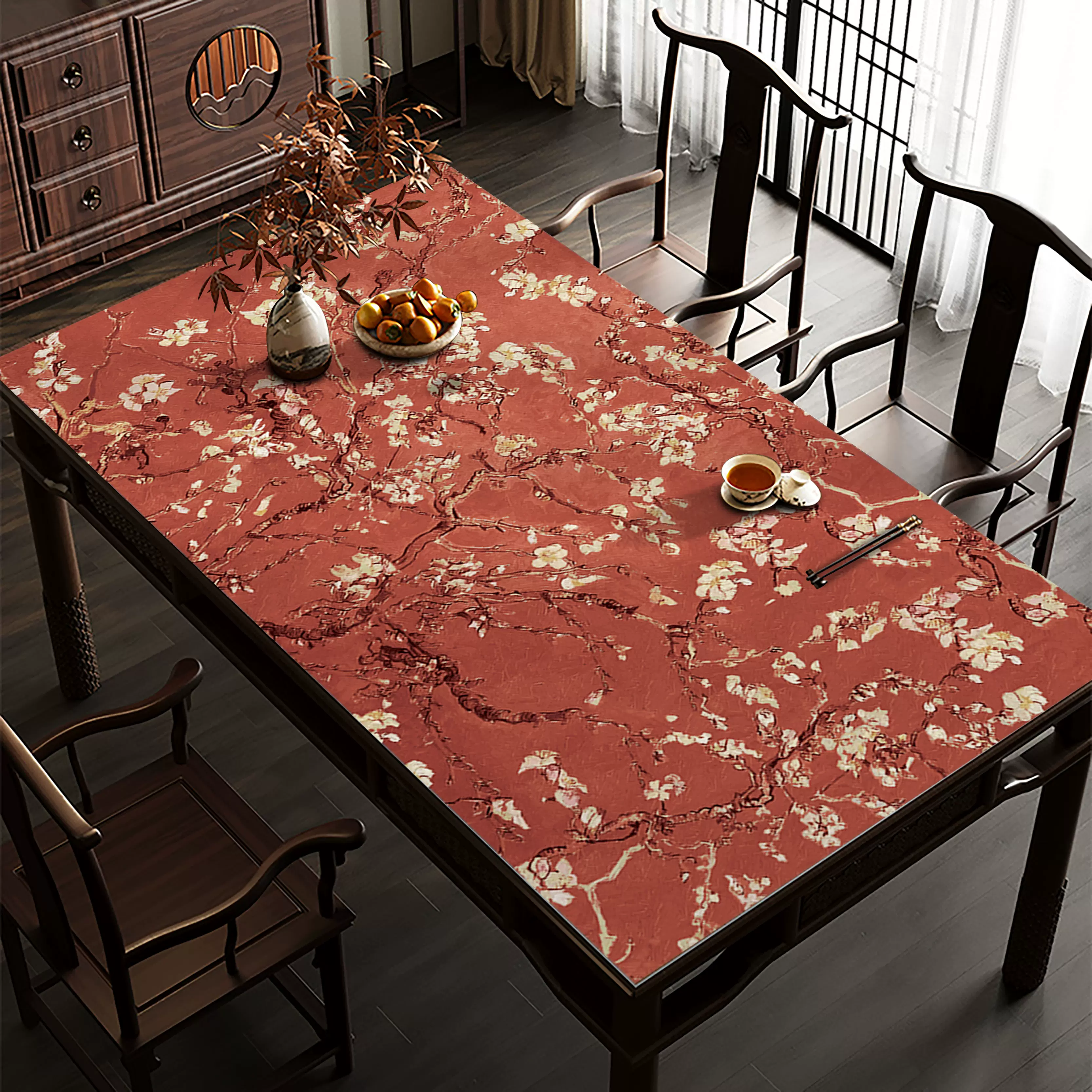 ランチョンマット 高機能防水花柄テーブルマット 【炎燃え滾る華の炎】