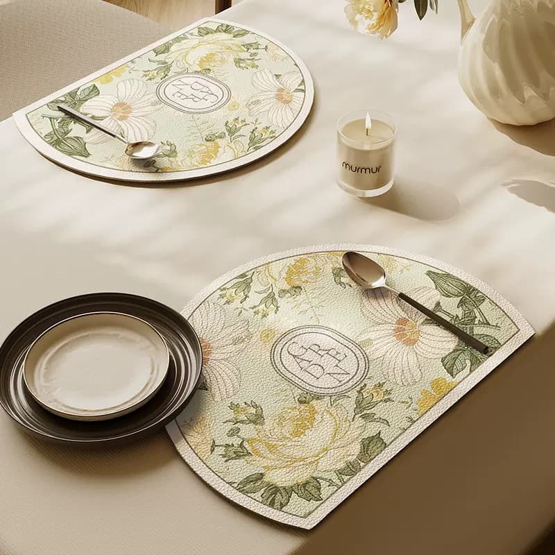 防水防油花柄合皮ランチョンマット 【楕円型落日 ランチョンマット】