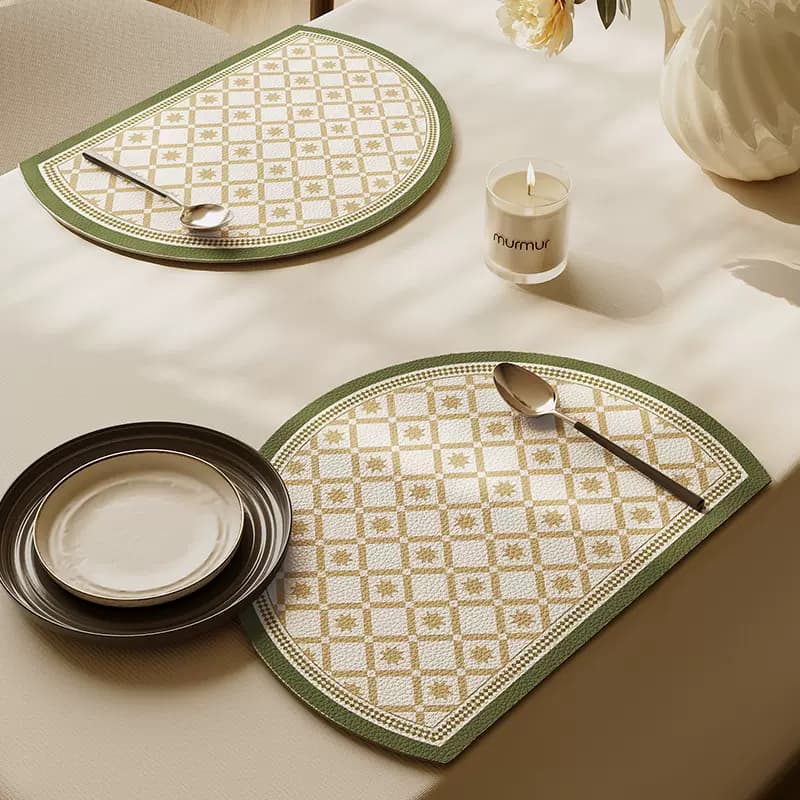 防水防油花柄合皮ランチョンマット 【楕円型落日 ランチョンマット】