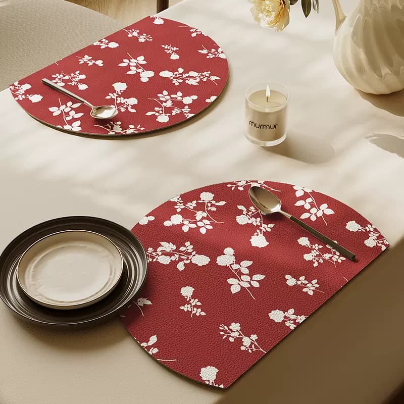 防水防油花柄合皮ランチョンマット 【楕円型落日 ランチョンマット】