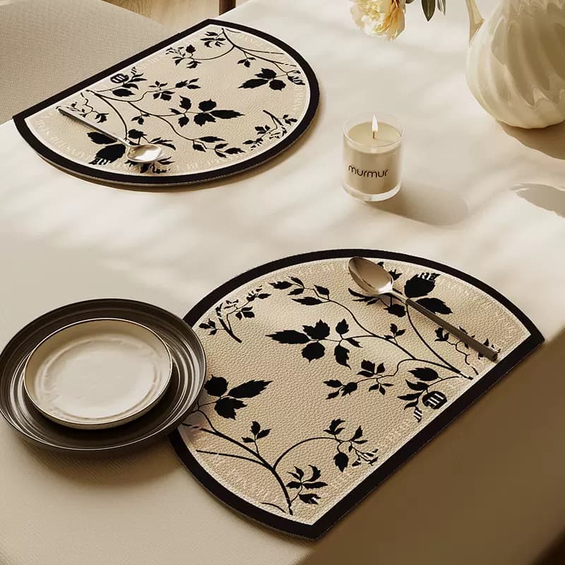 防水防油花柄合皮ランチョンマット 【楕円型落日 ランチョンマット】