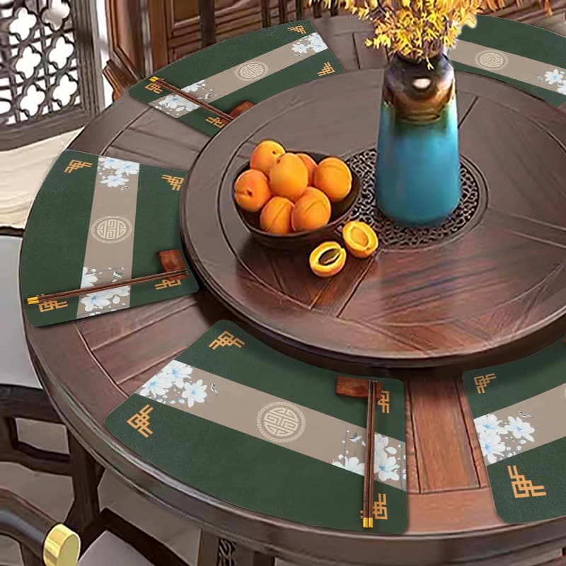 水墨画風和柄ランチョンマット 【緑帯花】