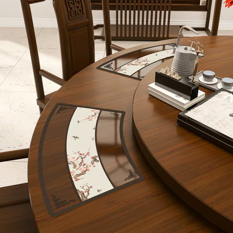 ランチョンマット 和風模様入り透明テーブルマット 【華の帯・切ない控えめな華】