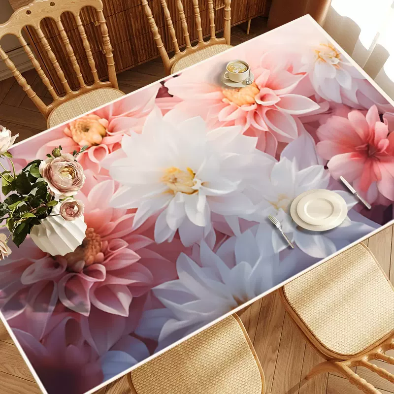 ランチョンマット 花柄防水テーブルマット 咲き乱れる花々シリーズ 【豪勢なピンク】