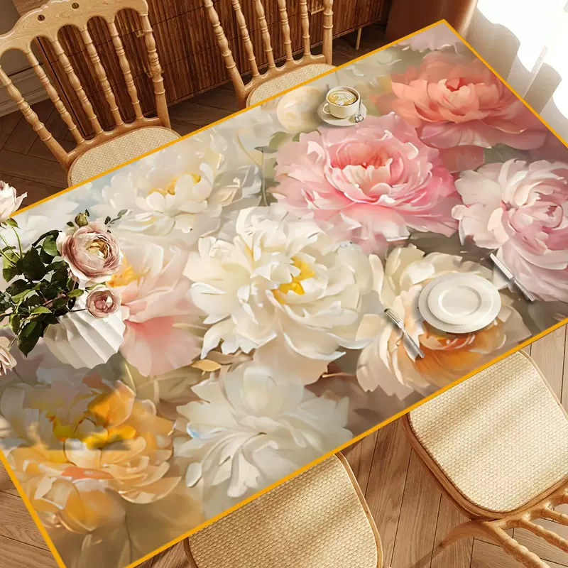 ランチョンマット 花柄レリーフ防水テーブルマット 【みんなが咲き乱れる】