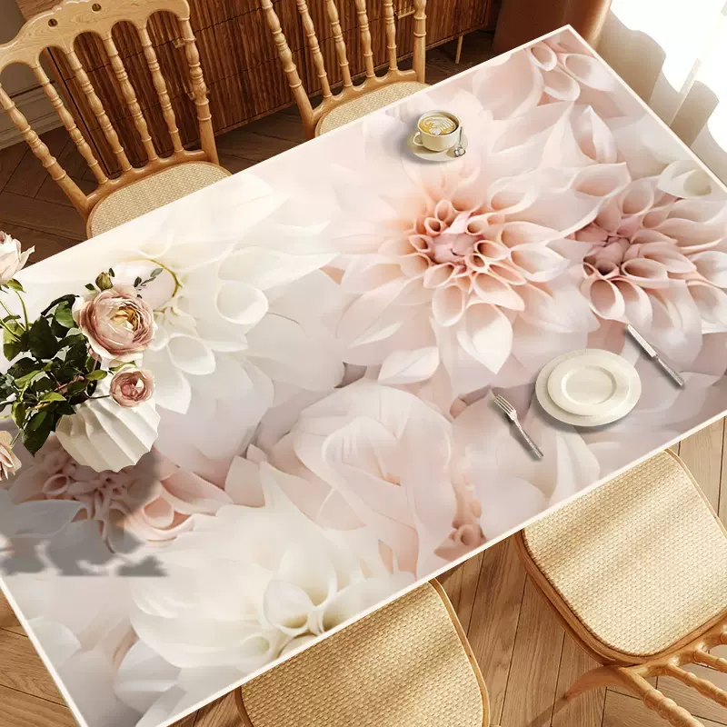 ランチョンマット 花柄プリント防水テーブルマット 【白の華世界】