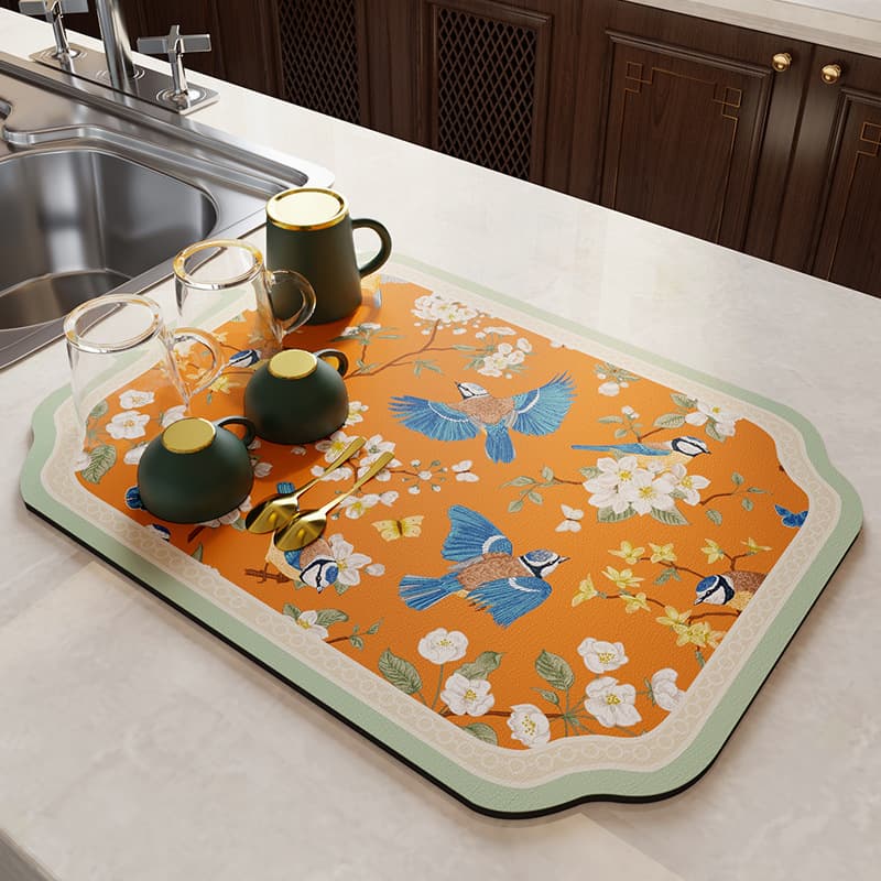 花鳥風月シリーズ 【オレンジ色に浮かぶ青色の翼のつばめ】