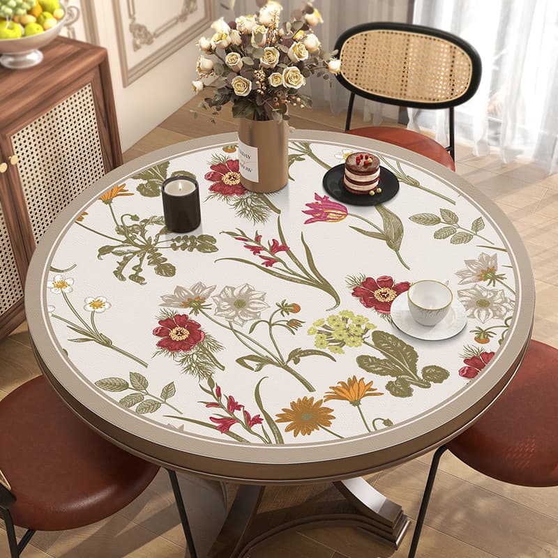 ランチョンマット 花鳥柄・ポリウレタン製・ラウンドテーブルマット