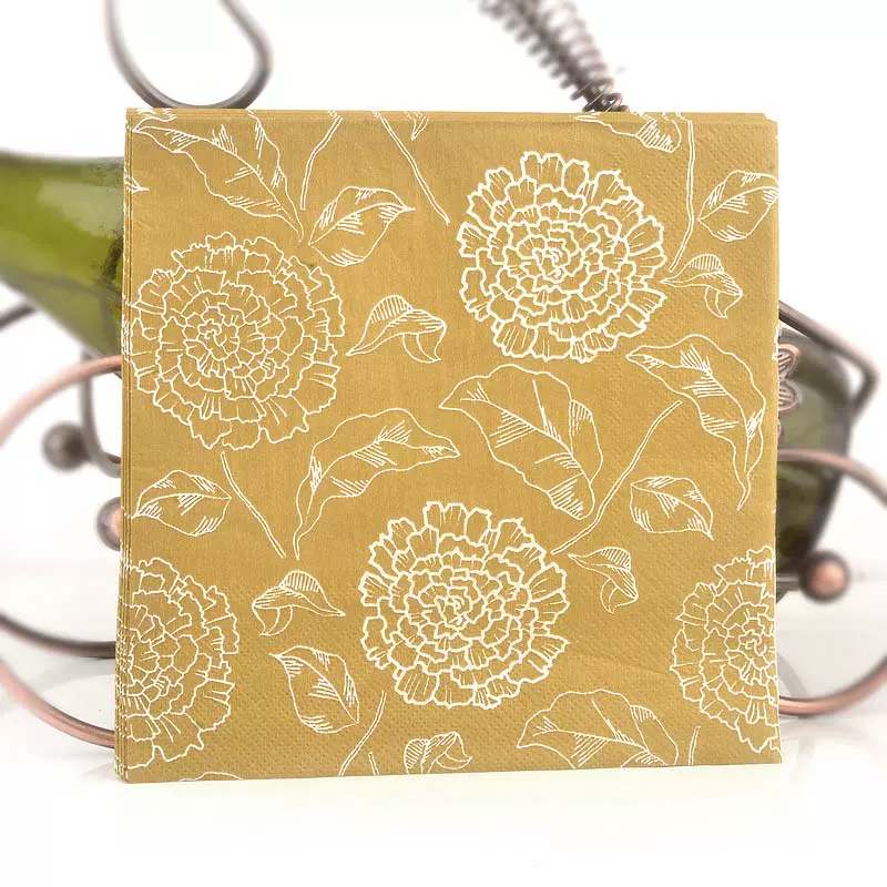 ランチョンマット お祝いパーティ用紙ランチョンマット（20枚入り）【ゴールデンフラワー】