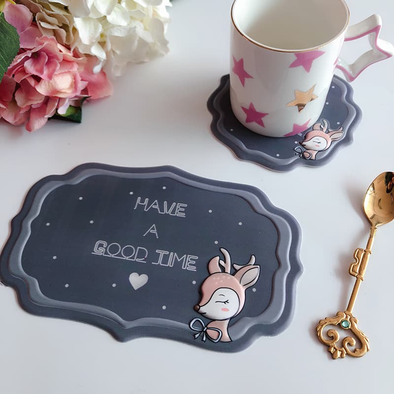 ランチョンマット 北欧風シリコンコースター アニマルデザイン　シリコン