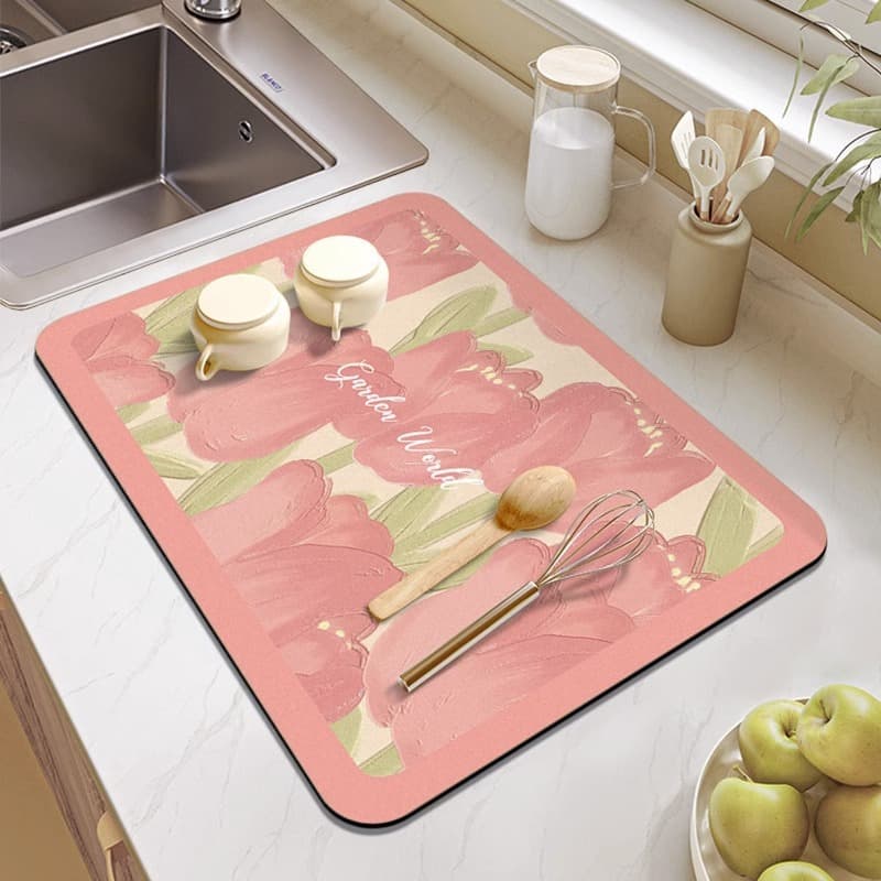 四季の花咲く・珪藻土製・ランチョンマット