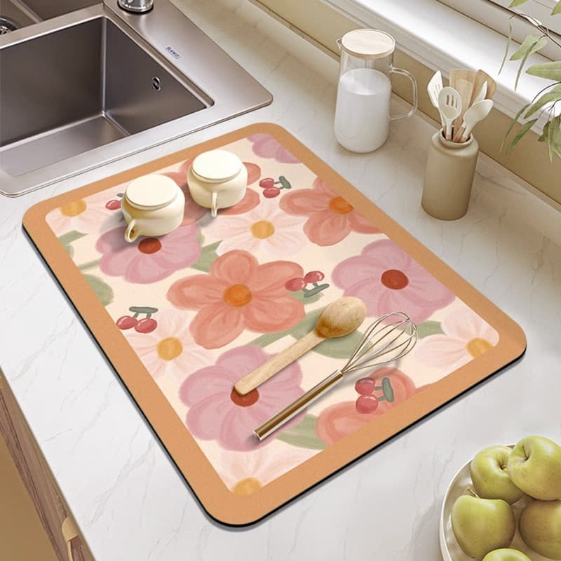 四季の花咲く・珪藻土製・ランチョンマット