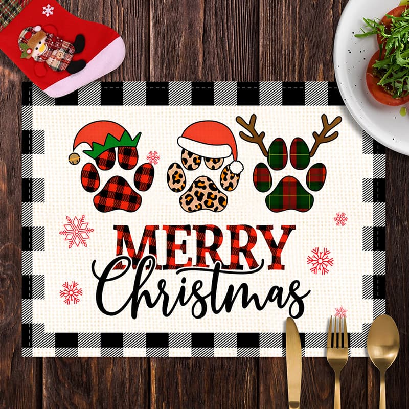 クリスマス柄チェック布ランチョンマット