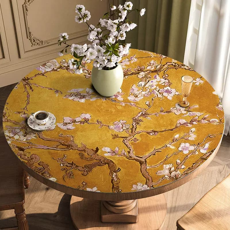 ランチョンマット 耐熱防水花柄テーブルマット 【円卓の華】