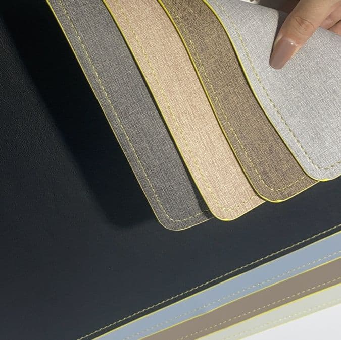 ランチョンマット 両面使える合皮のリネン風長方形ランチョンマット