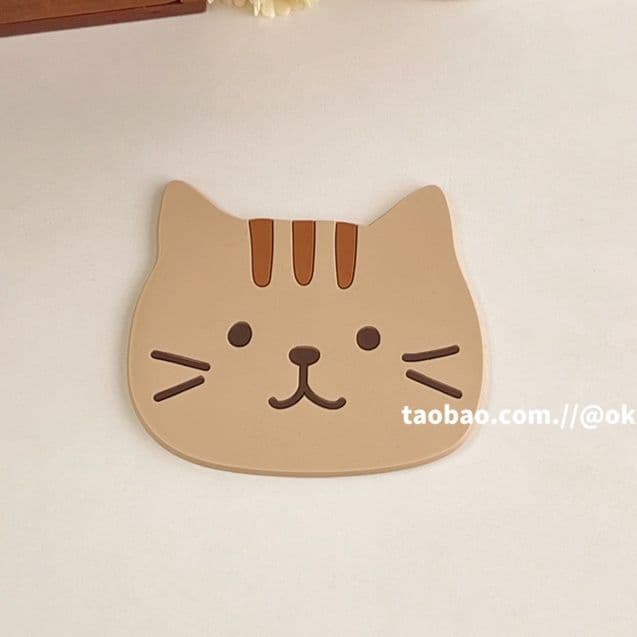 ランチョンマット 猫顔シリコン製コースター5種セット 【シリコンカップマット】