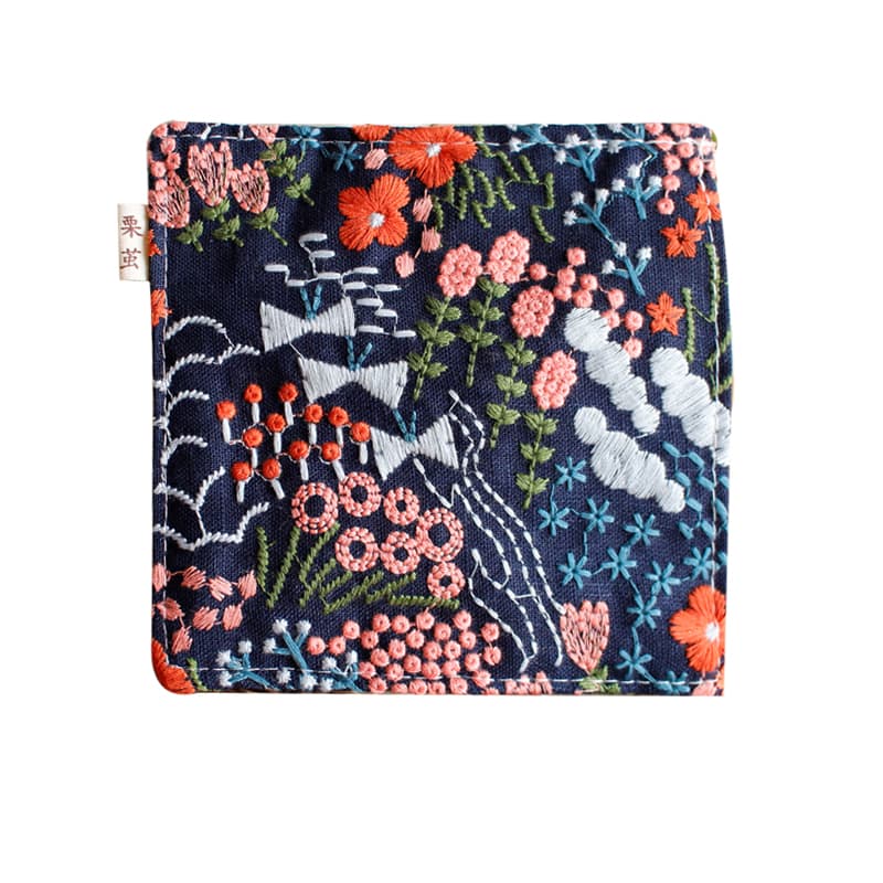 ランチョンマット 花園刺繍 麻ランチョンマット