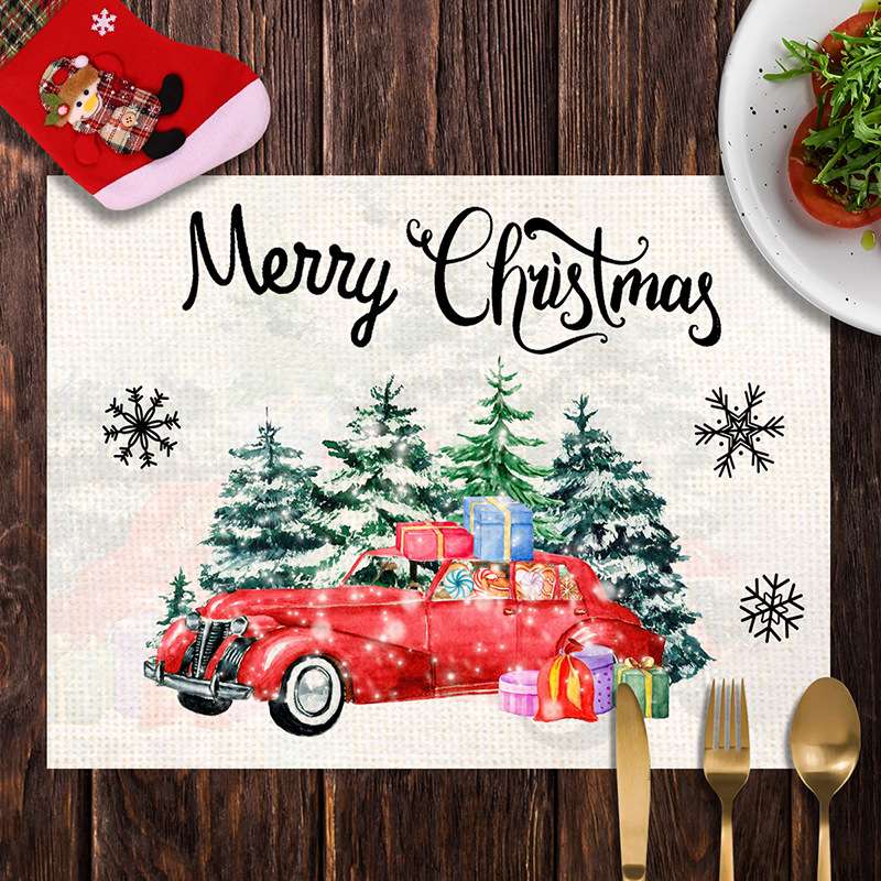 クリスマス柄チェック布ランチョンマット