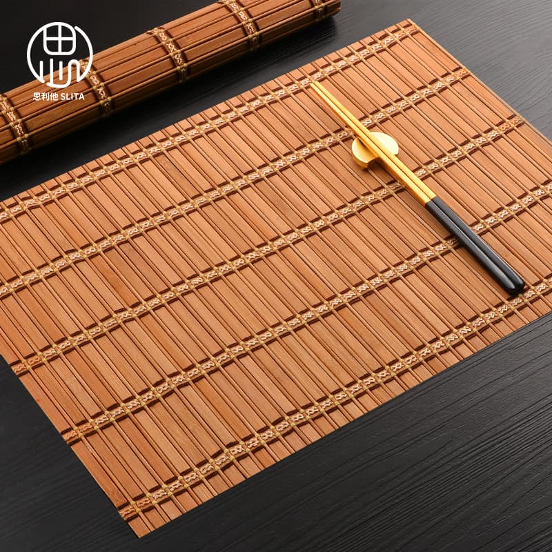 ランチョンマット 天然竹材編み込み和風食卓敷
