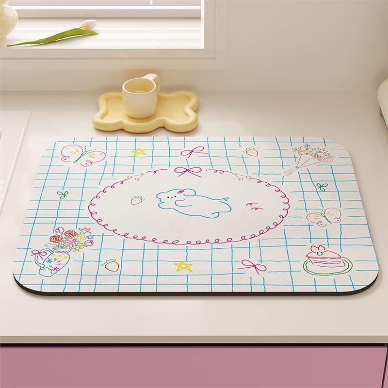 ～かわいいお絵かきランチマット～ ランチョンマット 可愛い絵柄の吸水珪藻土マット