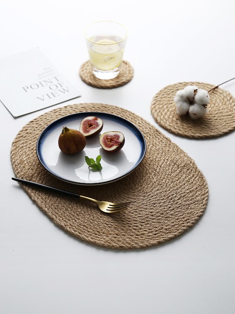 ランチョンマット 螺旋織り麻のテーブル装飾