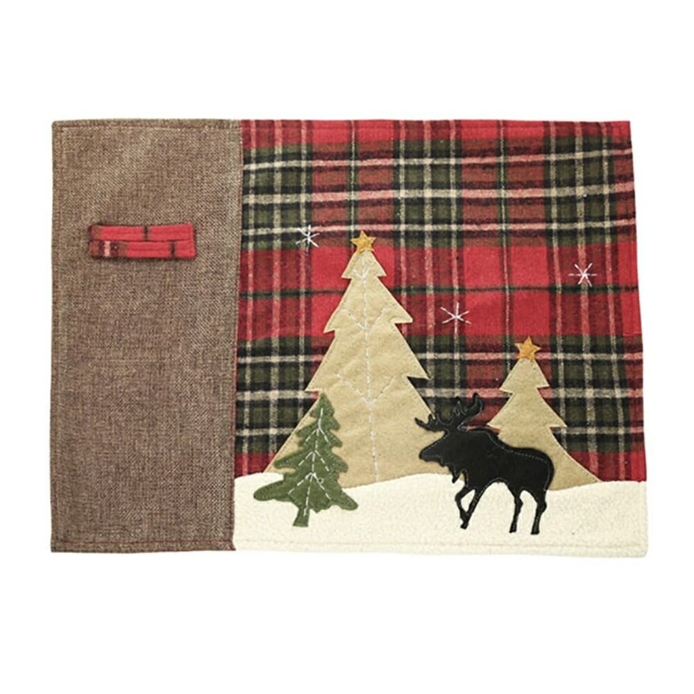 北欧風クリスマストナカイ刺繍ランチョンマット