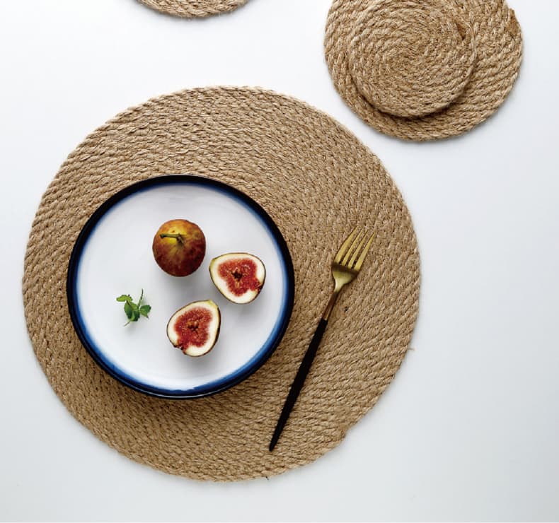 ランチョンマット 螺旋織り麻のテーブル装飾