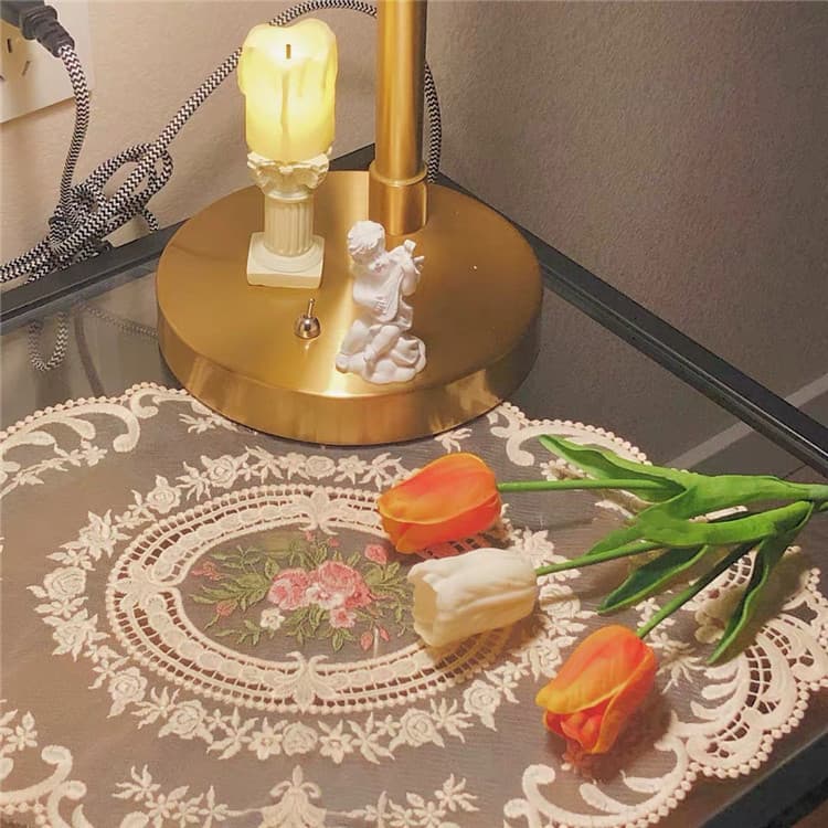 ランチョンマット 北欧風刺繍レーステーブルマット 花柄装飾クロス