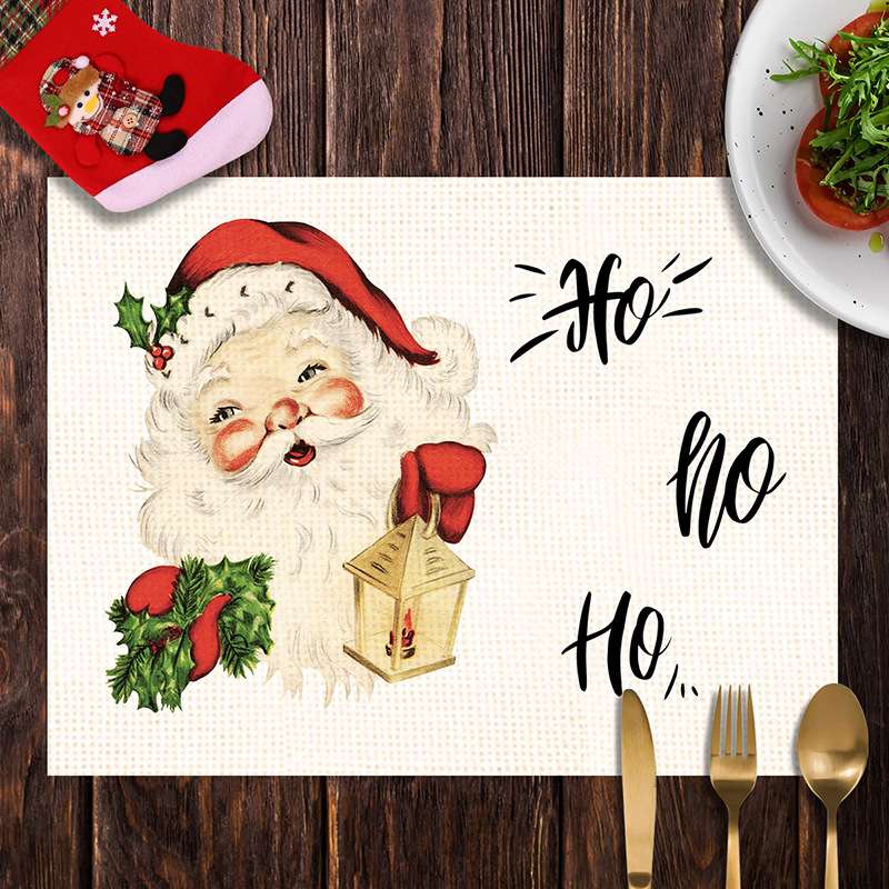 クリスマス柄チェック布ランチョンマット