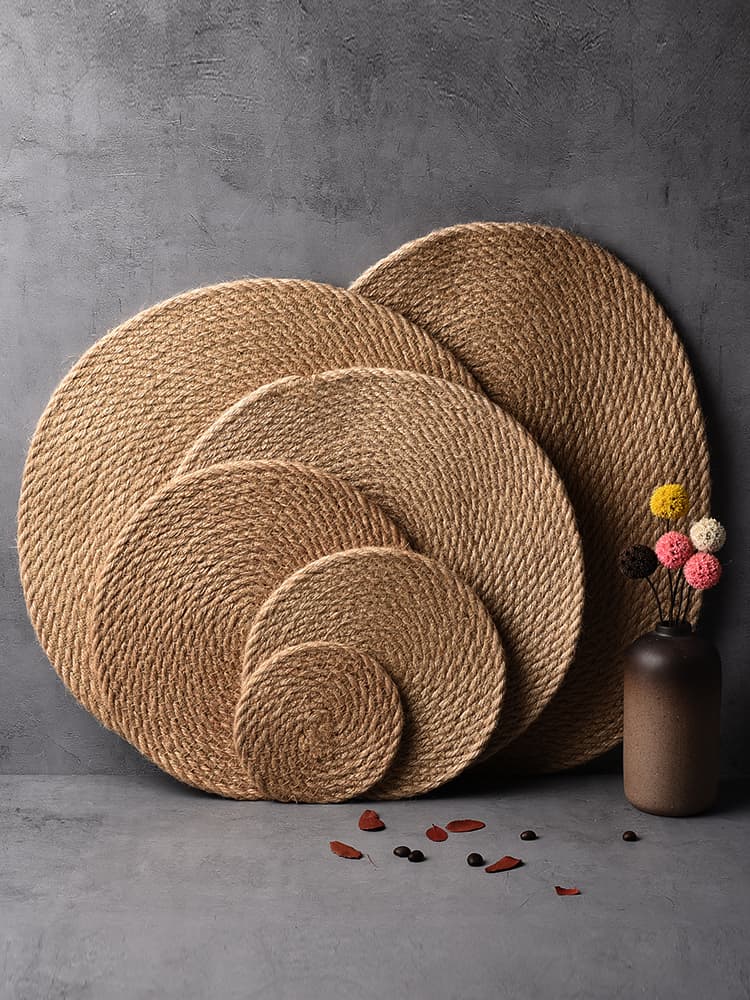 ランチョンマット らせん編み麻縄ランチョンマット