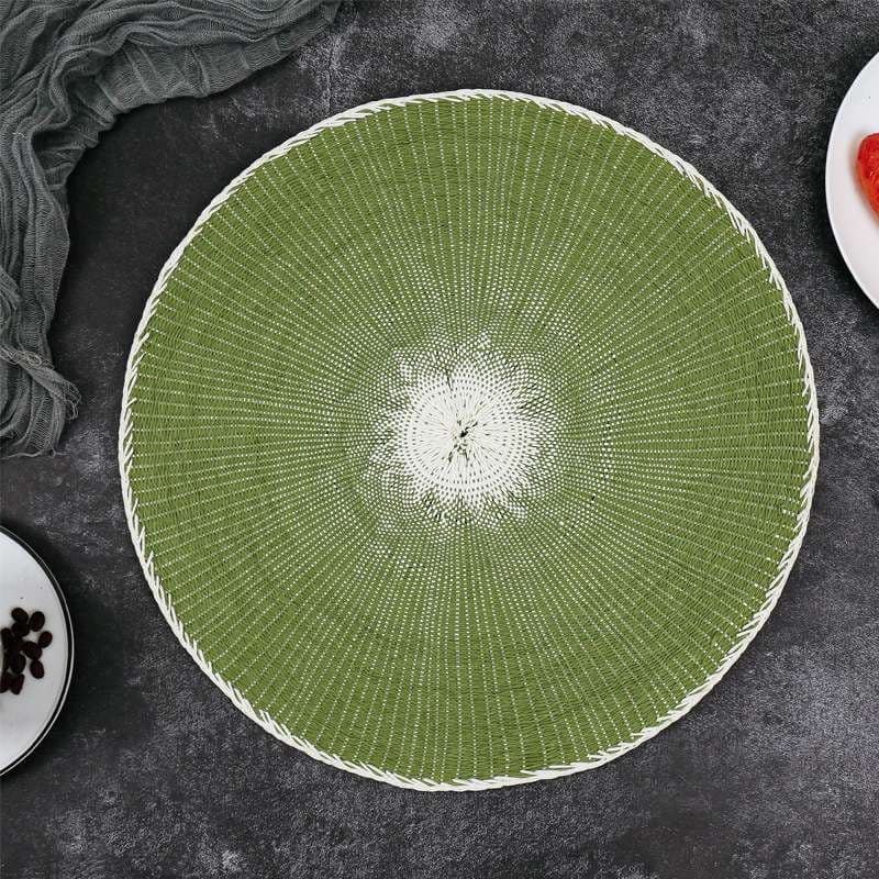 ～緑を部屋に落とす～天然素材の円形ランチョンマット