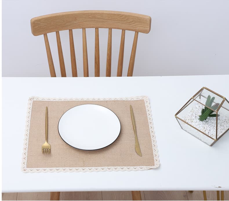 ランチョンマット 麻布レース縁取り北欧風ランチョンマット